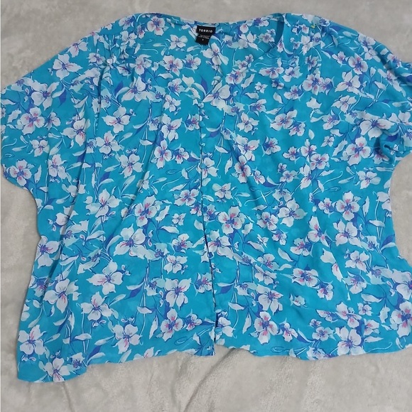 Torrid Blue Boxy Blouse with Relaxed Fit - Picture 3 of 7